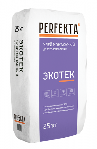 Клей монтажный для теплоизоляции Экотек 25 кг, PERFEKTA